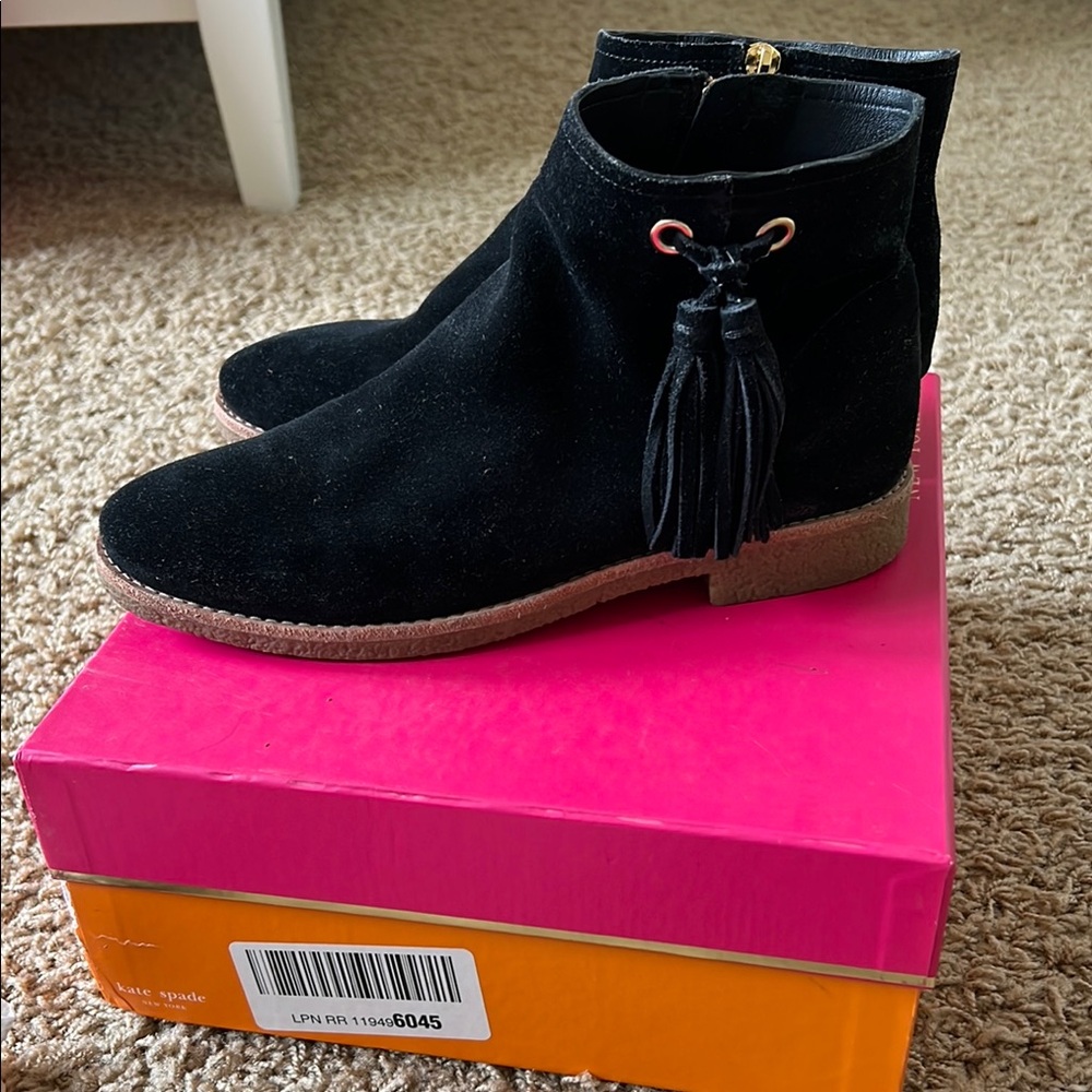 Kate Spade Black Suede Ankle Boots